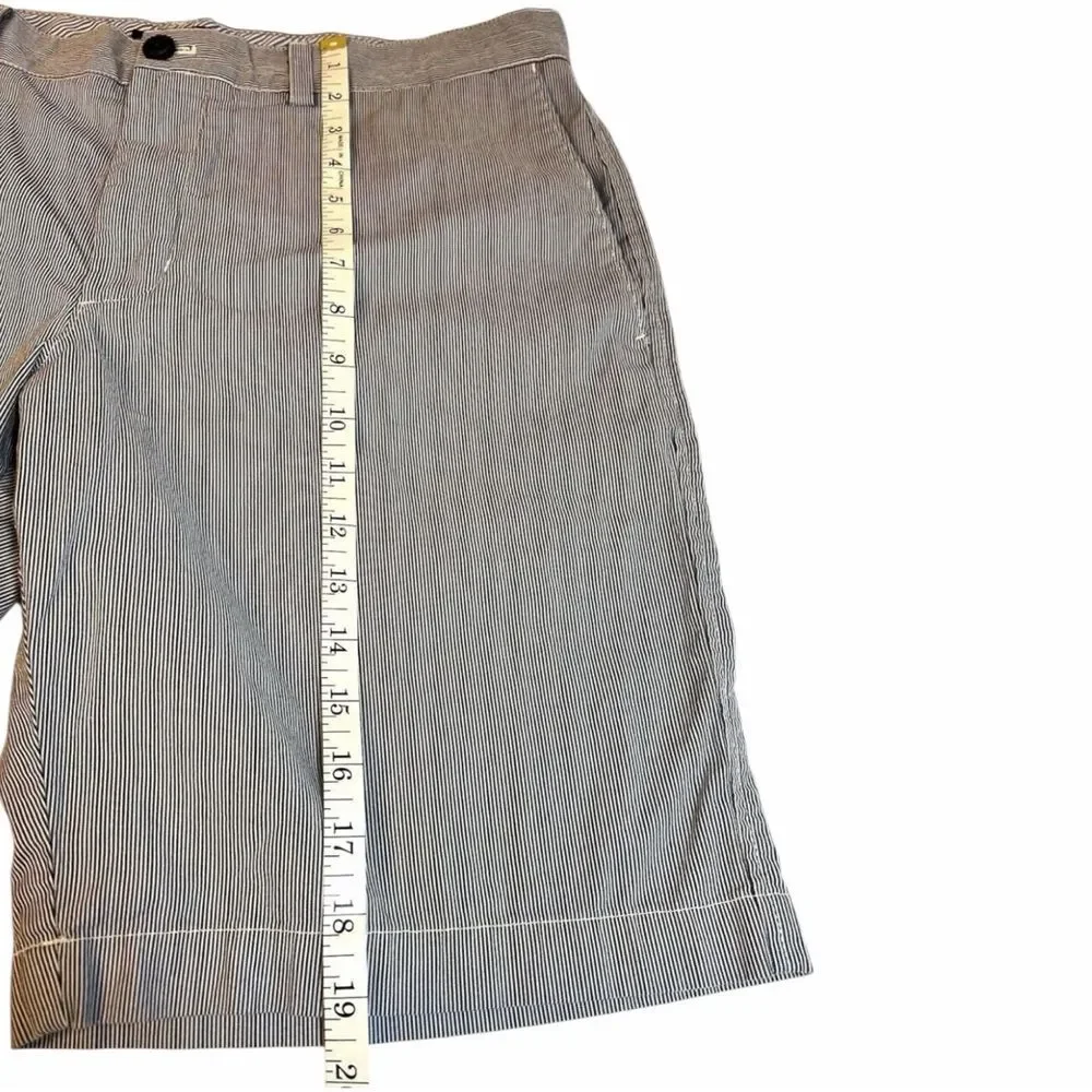 Mens Blue White Pinstripe Chino Shorts Size 35 Banana Republic Aiden Cotton